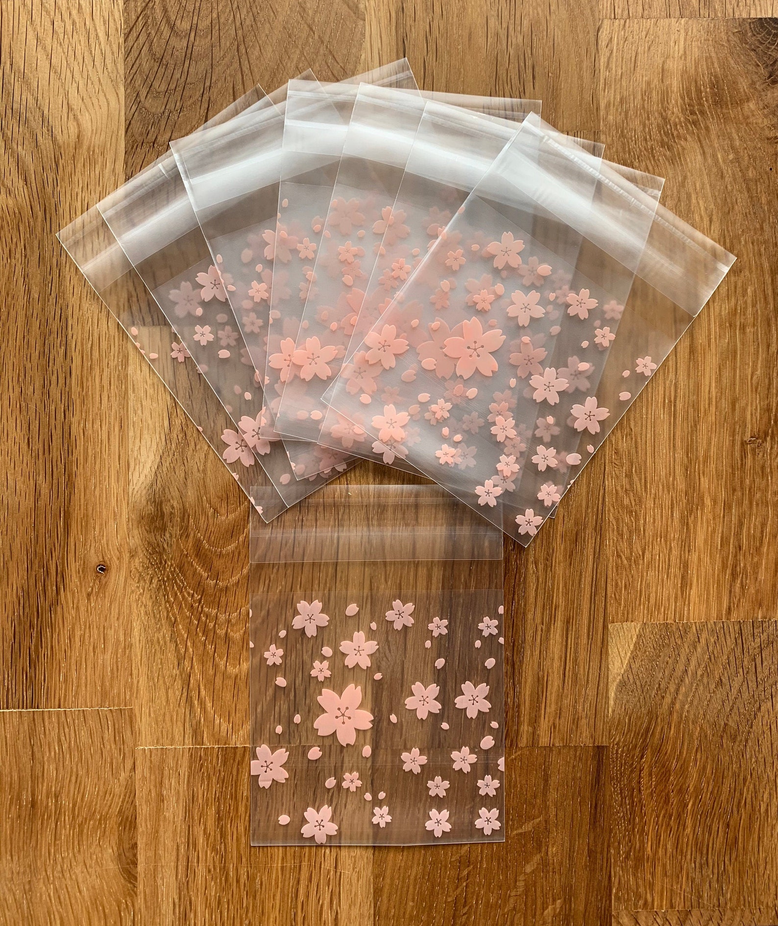 Small Floral Cellophane Bags Pink/peach Colour 10 Cm X 7 Cm Etsy