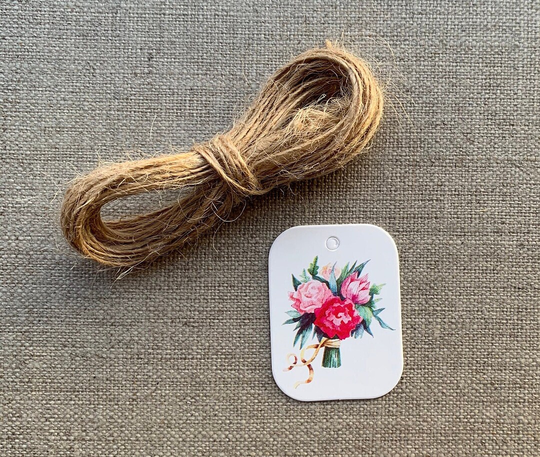 25 Small Gift Tags With Twine Floral Labels Jewellery Tag Etsy UK