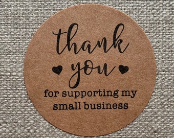 Kraft Thank You Stickers, Eco Friendly Labels, Small Business Stickers (50, 38x38mm)
