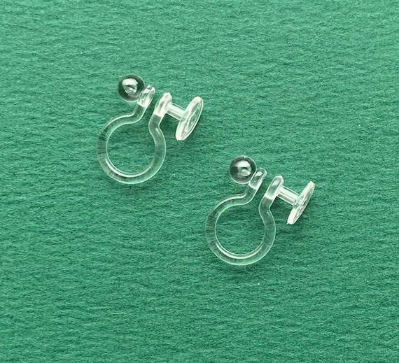 2 Pairs White, Clear Zircon Earring Converters, Invisible Clips Convert  Earring to Clip, Adapters. 