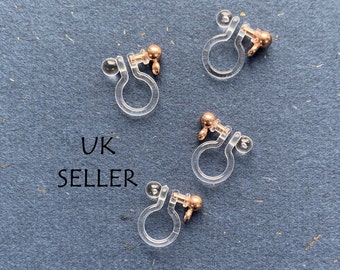 Invisible clip on earring converter, rose gold tone, Plastic, Resin Clips, DIY earring, Comfortable Clips, Hypoallergenic, UK Seller, F4