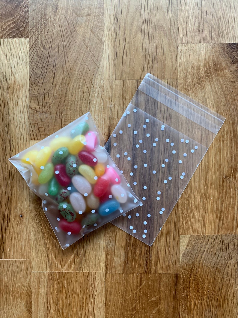 White Polka Dot Cellophane Bags 13 Cm X 8 Cm Peel and Seal Etsy UK
