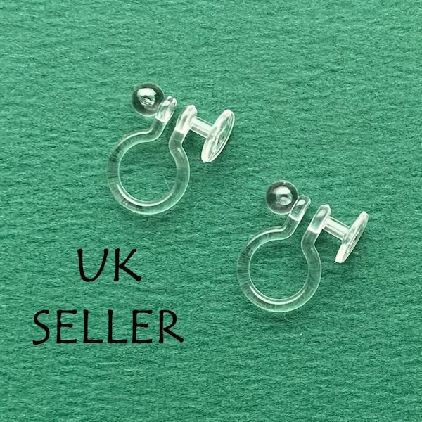 Invisible Clip on earring converters, change studs to comfortable clip earrings, medium base pad for glue, hypoallergenic clips uk seller F6