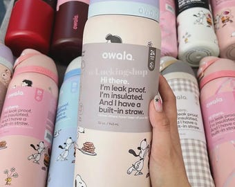 Snoopy Owala Bottle 32oz, Leakproof Insulated Tumbler For Travel And Gym