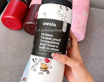 Snoopy Water Bottle 32oz, Leakproof Stainless Steel Travel Mug