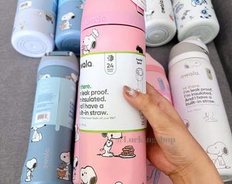 Peanuts Owala Water Bottle 32oz, Insulated Stainless Steel Bottle