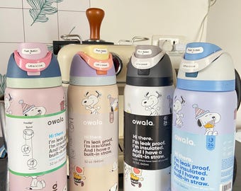 Snoopy Owala Bottle 32oz, Leakproof Insulated Tumbler For Travel And Gym
