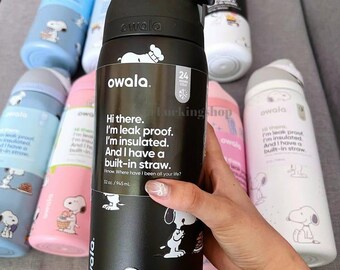 Snoopy Water Bottle 32oz, Insulated Bottle With Straw Lid