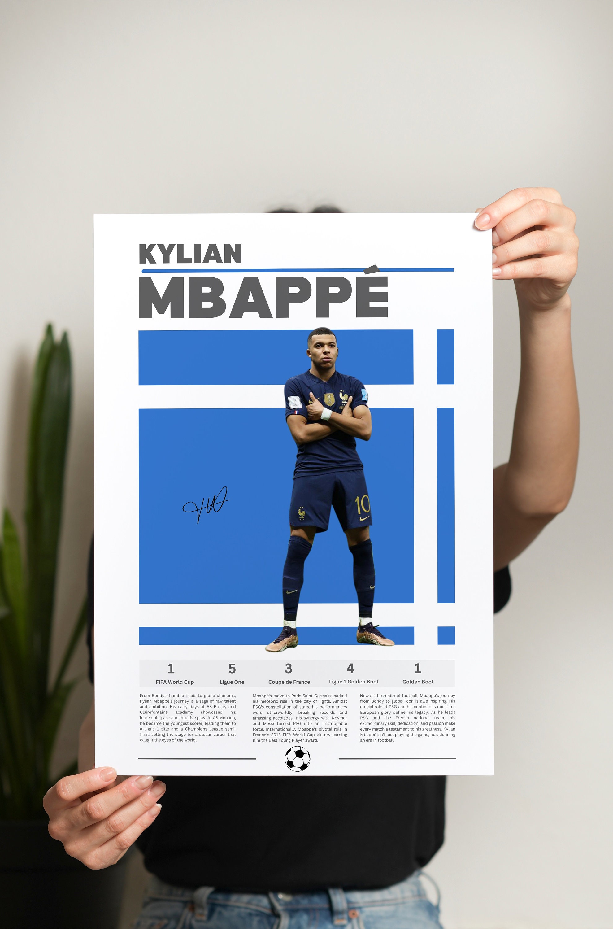 Kylian Mbappé Poster Soccer Prodigy, Digital PSG Artwork, Collector's 