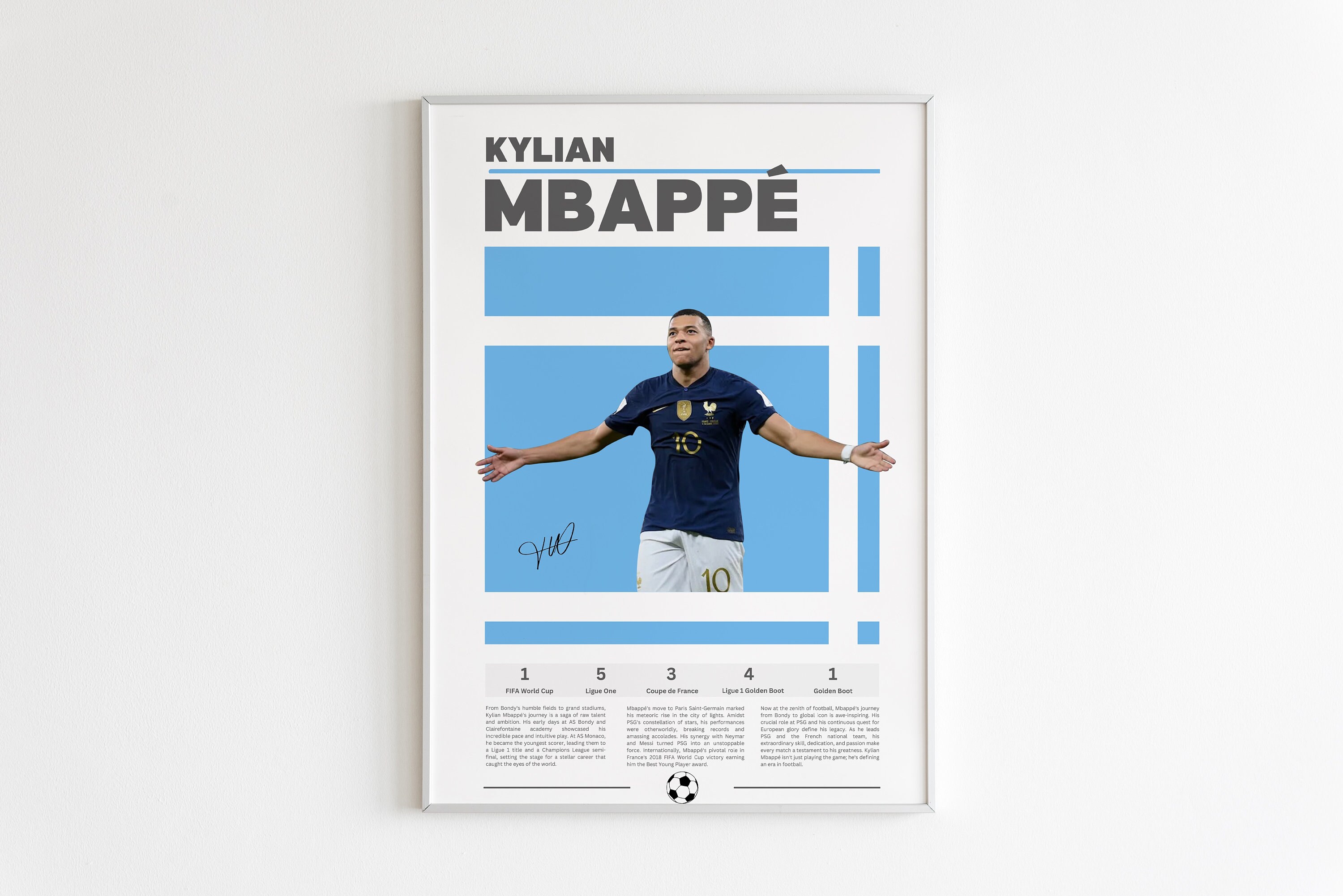 Kylian Mbappé Poster Soccer Prodigy, Digital PSG Artwork, Collector's 