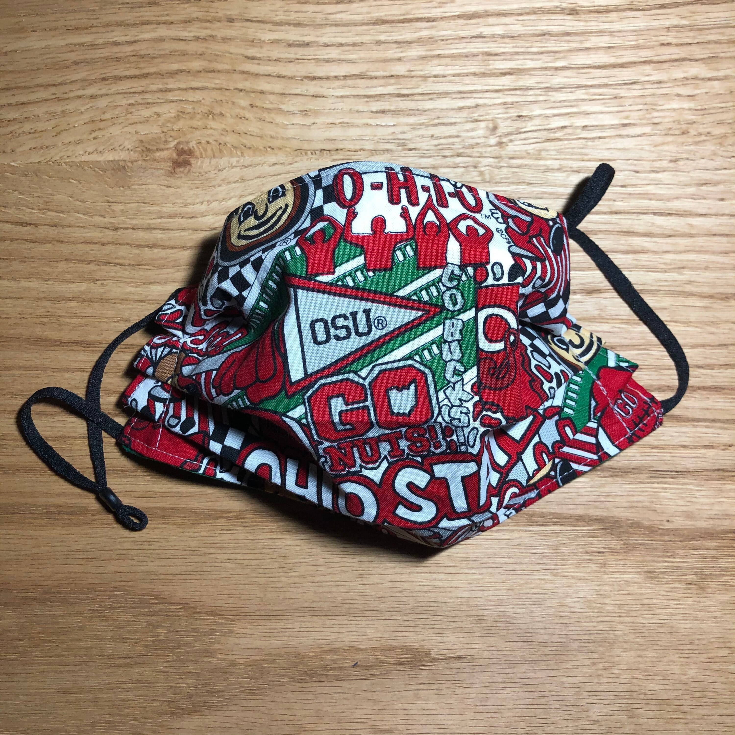 Pleated Face Mask Made From Ohio State University Print Fabric Etsy