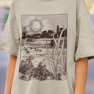 Goblincore Shirt Frog Shirt Dragonfly Grunge Fairy Core Dark Cottage Core  Botanical Swamp Pond Shirt Grunge Nature T Shirt