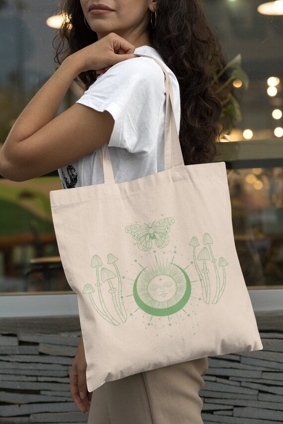 Mushroom Canvas Tote Bag for Women Cottage Core Tote Bag Etsy