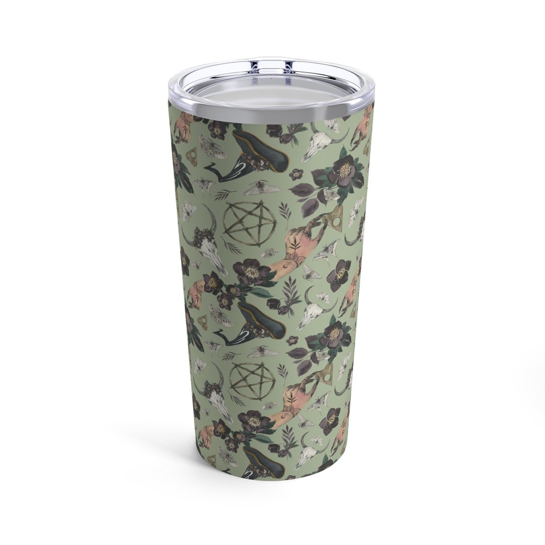 Goblincore Cottage Core Tumbler Sage Green Tumbler Mushroom Tumbler 20