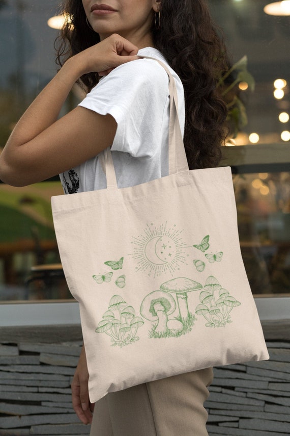 Mushroom Canvas Tote Bag for Women Cottage Core Tote Bag -  Canada