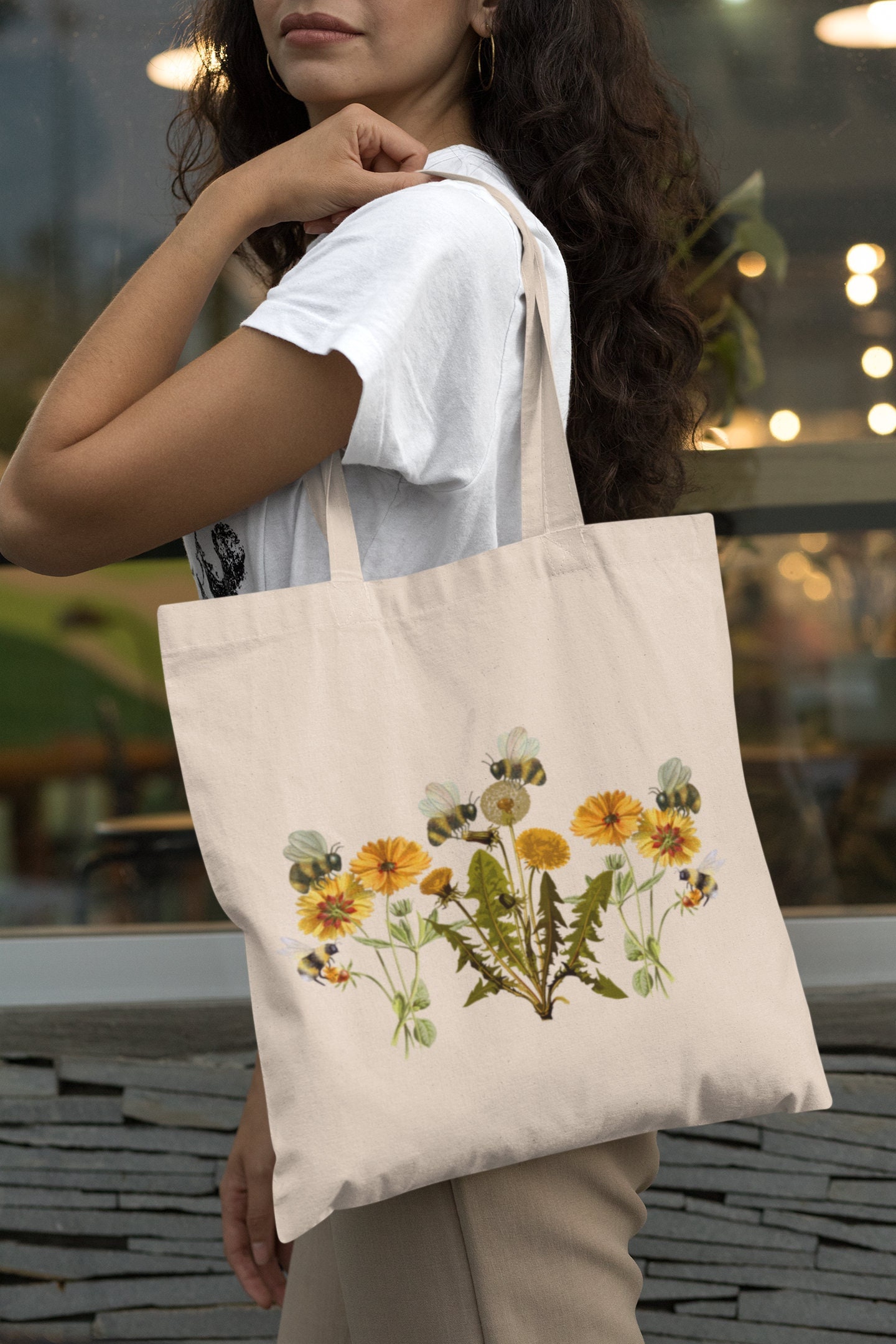 Indie Aesthetic Flower Tote Bag