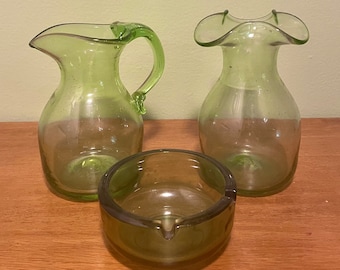 Vintage Green Glass Bundle