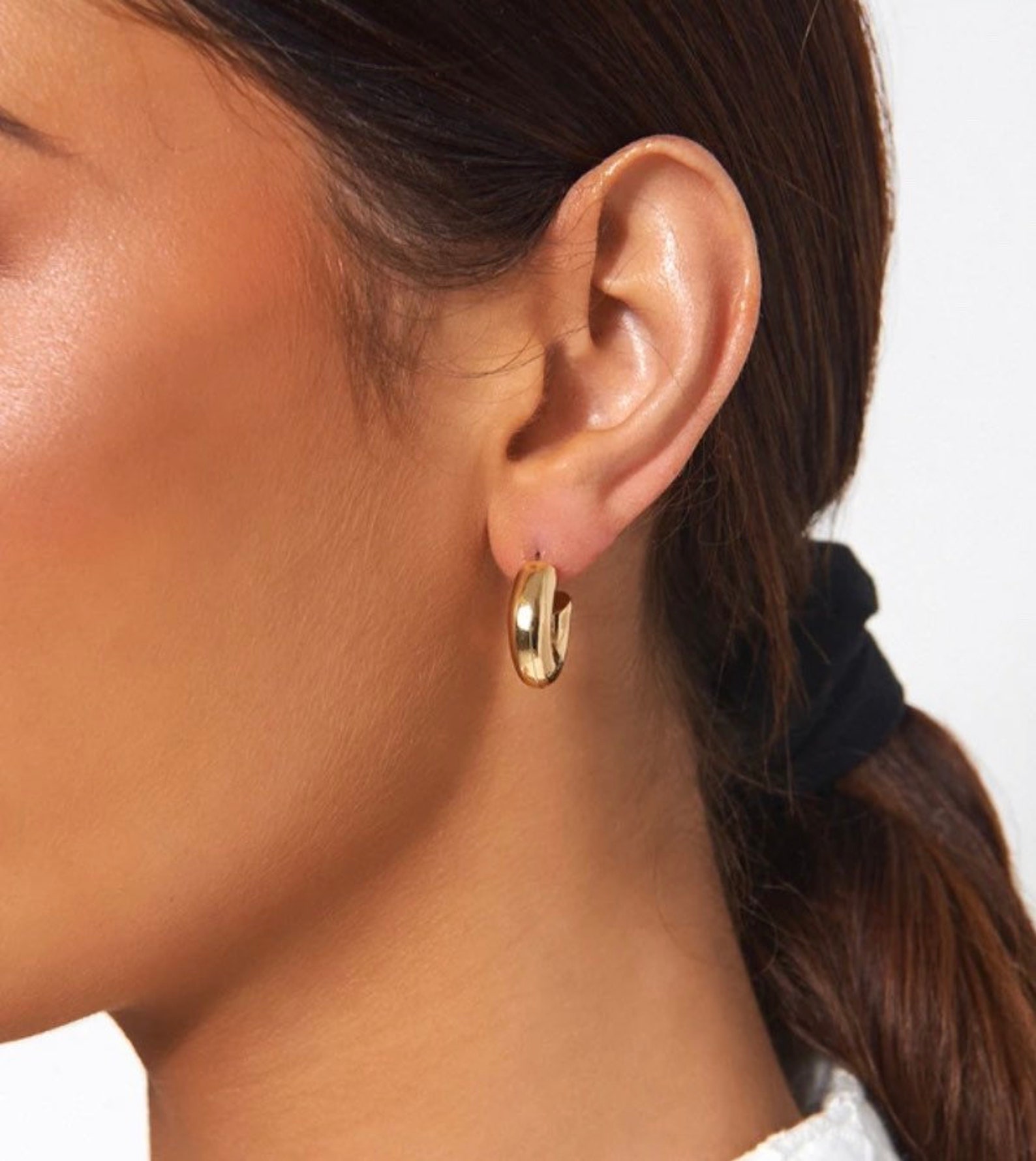Medium Thick Gold Hoop Earrings Little Gold Hoops Gold Hoop | Etsy