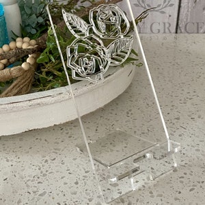 Mobile Phone Holder Stands with Hand Drawn Florals or Rainbow - SVG designed for Glowforge/Laser