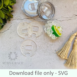 Acrylic Base for Tumbler Topper With Sliding Lid : Removable Blank for Sublimation or Epoxy Tumbler Lid - SVG designed for Glowforge/Laser