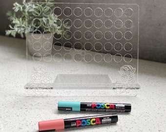 Posca Marker Pen Holder Stand Shelf Florals 50 Marker Pens Personalize - SVG for Glowforge or Laser