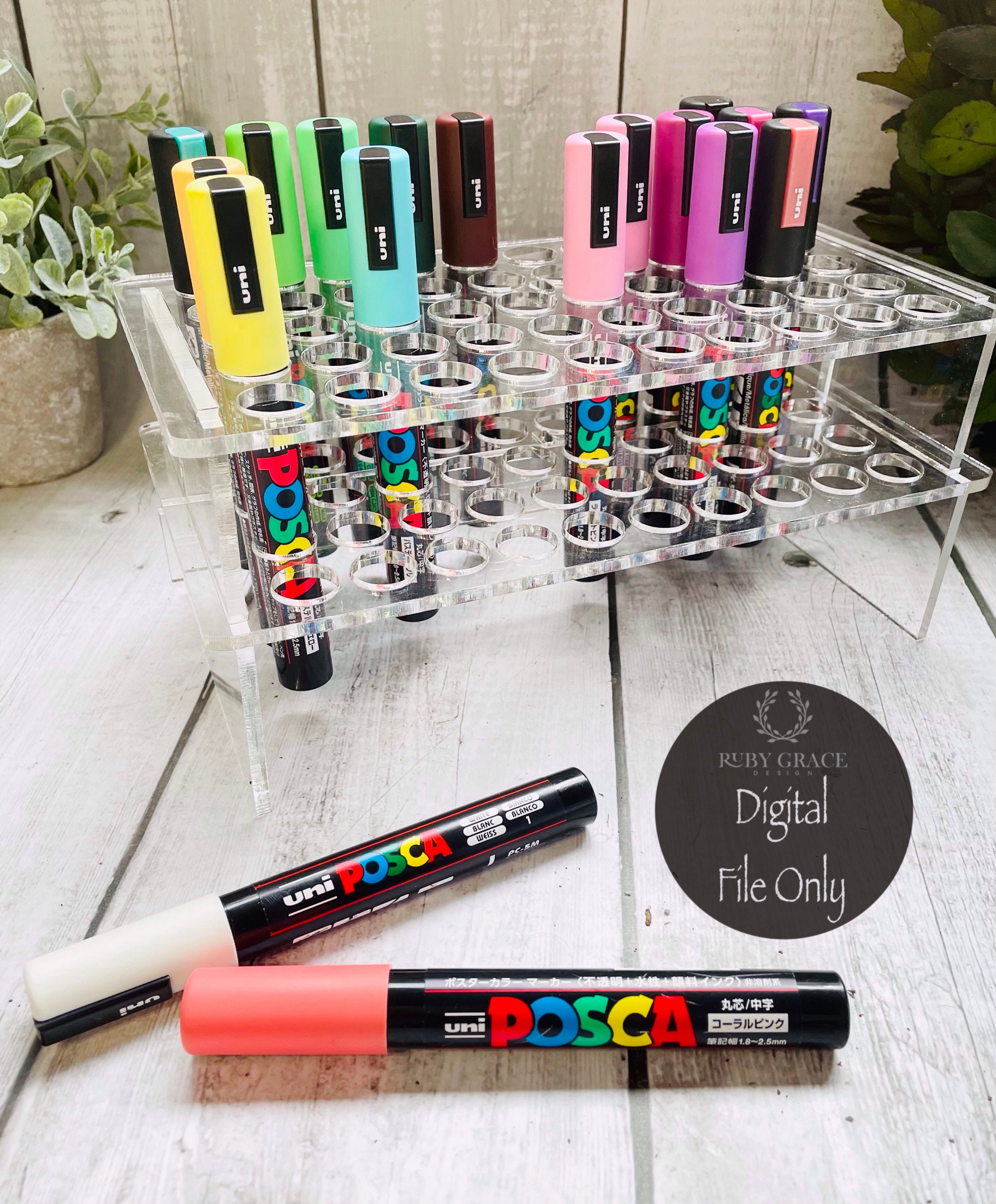 Marker Stand, various sizes (Fits Posca, Molotow, Promarker, Copic, Sta)  by JMAW, Download free STL model