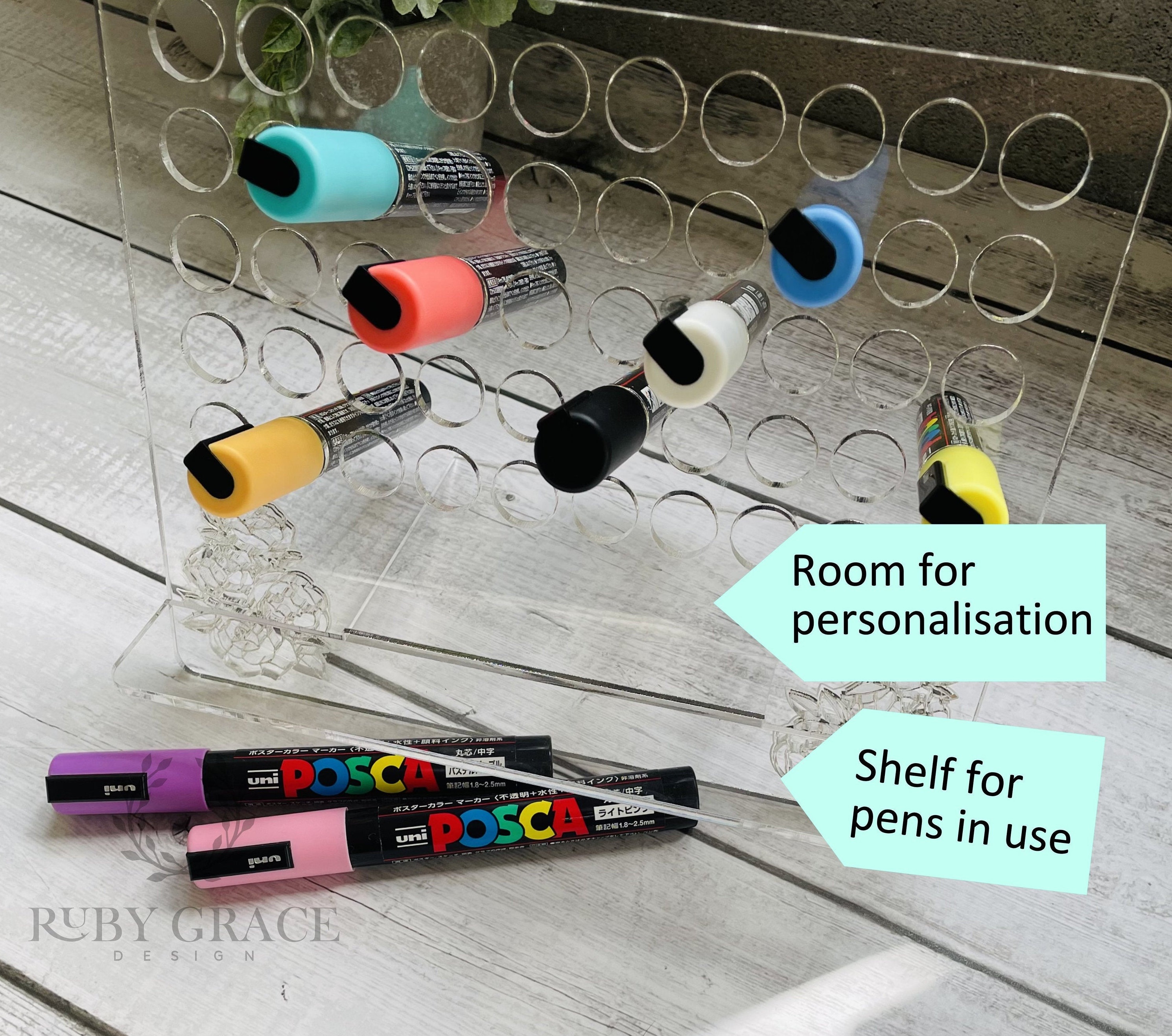 Posca Marker Pen Holder Stand Shelf Florals 50 Marker Pens Etsy