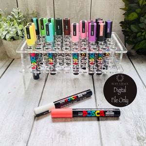 Paint Pen Organizer Posca Paint Pen Organizer XL Paint Pen Holder SVG .75  Hole Diameter Hold 45 Fine Point Pens DIGITAL File Only 