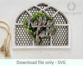 農家の手描きの金網の層状の素朴な窓 - Glowforge/Laser 用に設計された SVG