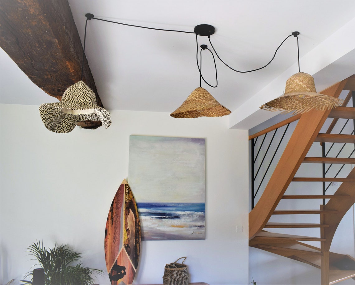 Suspension luminaires chapeau de paille | Etsy