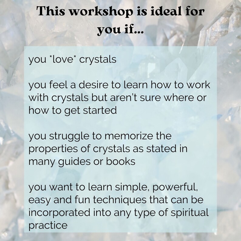 Learn How to Work With Crystals | on Demand Workshop - Etsy