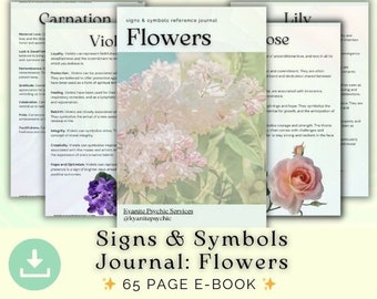 Signs & Symbols Reference Journal: Flowers | 65 Page PDF Ebook Download | Psychic Development | Dream Interpretation | Symbols Signs Meaning