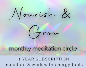 12 Month Subscription | Monthly Meditation Circle | Live Monthly Guided Meditations to Nourish Mind Body & Spirit | Energy Tools