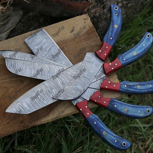 Custom Hand-Forged Damascus Steel Chef Set Kitchen Knife Culinary Blades Anniversary, Birthday Gift & Christmas Gift