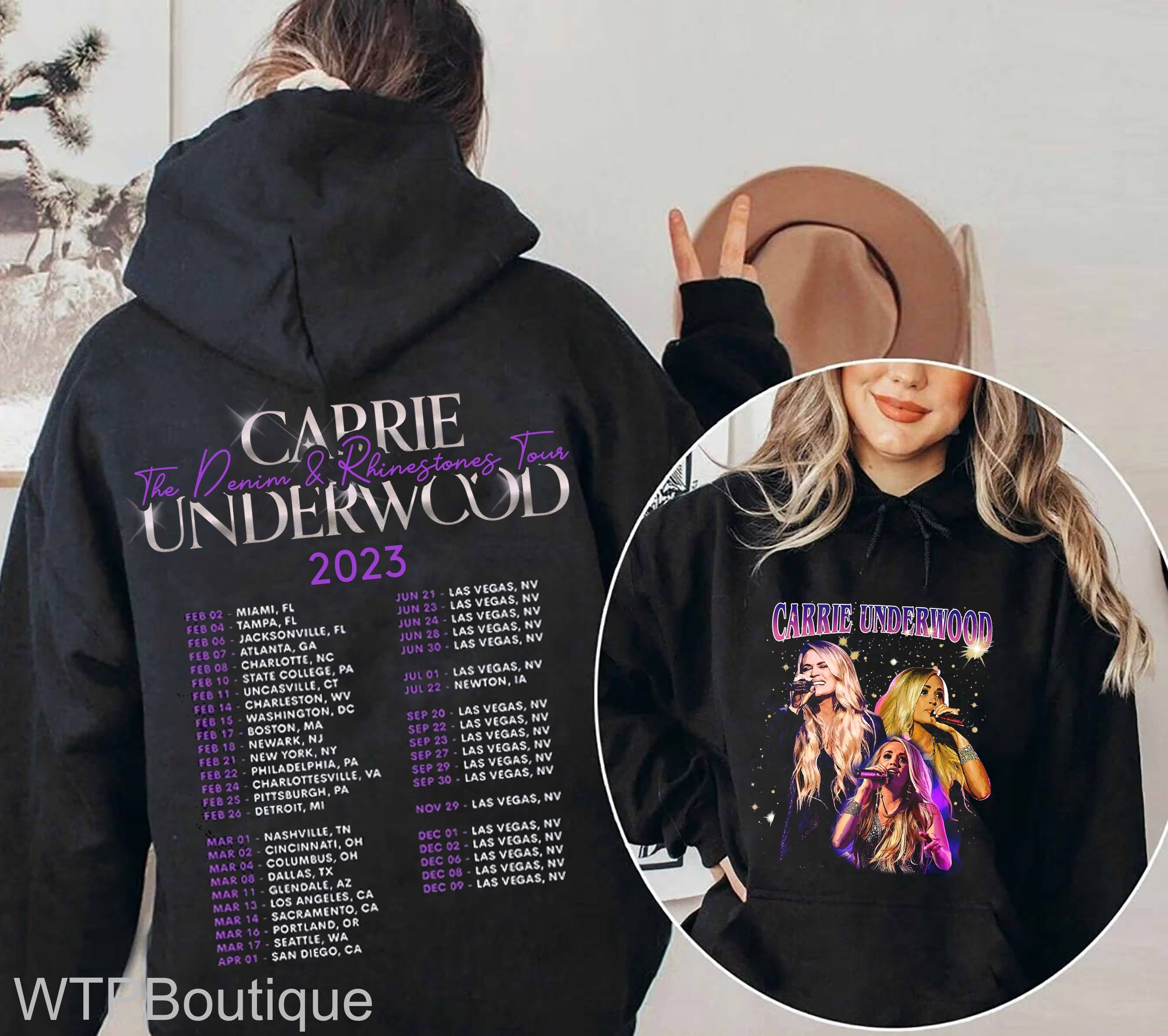 Discover Carrie Underwood Denim and Rhinestones Tour 2023 Double Sided Hoodie