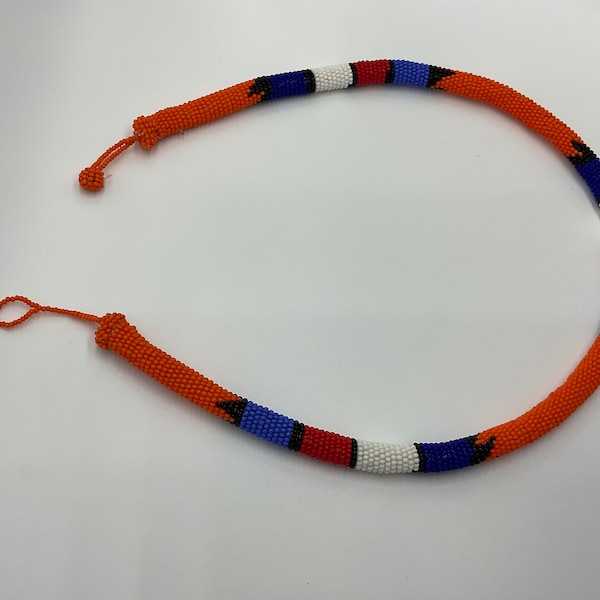 Zulu beaded necklace/ headband (orange)