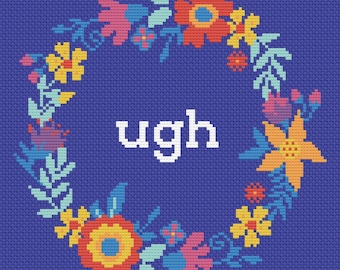 Ugh Floral - Padrão de Ponto Cruz - PDF