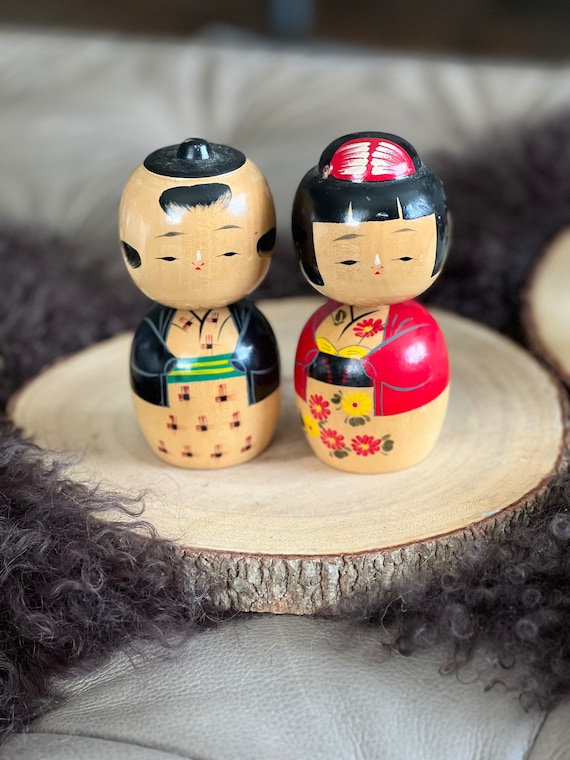 Vintage Pair of Japanese Kokeshi Dolls - Etsy