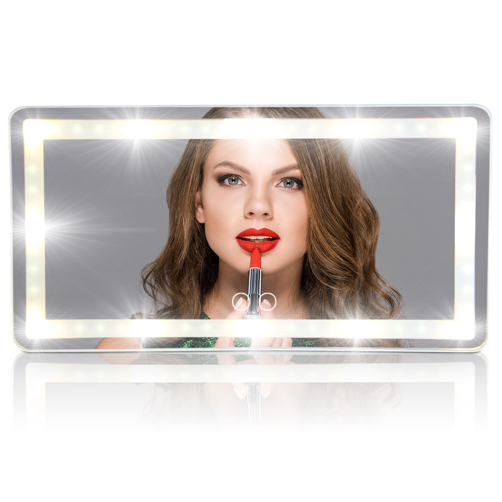 Car Vanity Mirror with 1700mha Rechargable Battery Travel Mirror Car Touch  Screen LED Vanity Mirror Touch