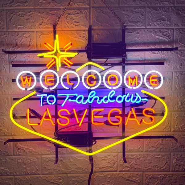 Welcome to Fabilous Las Vegas Bar Pub Decor Neon Light Real Glass Neon Sign