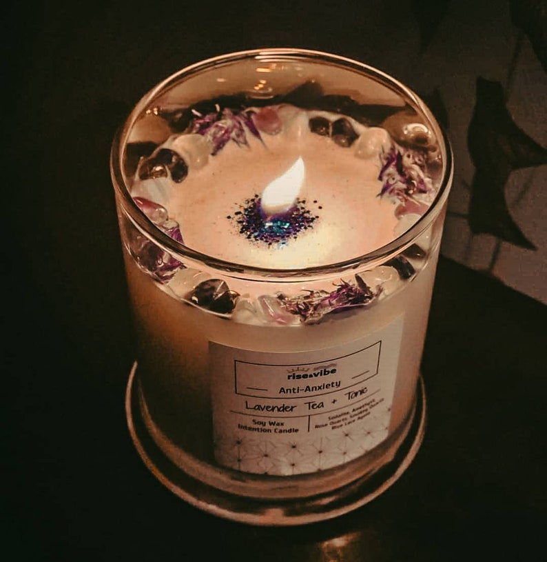 AntiAnxiety Reiki infused Candle Lavender Tea Etsy