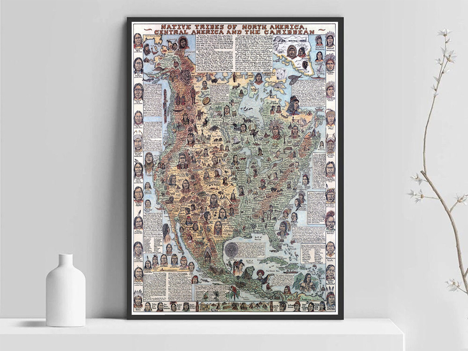 Native Tribes map art print Native American Map US print | Etsy