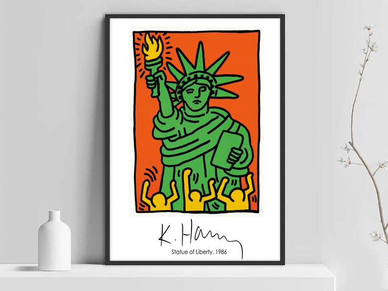 Keith Haring Statue of Liberty Art Print Digital Haring | Etsy