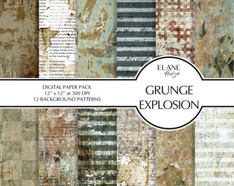 Grunge Digital Paper, Distressed Texture, Junk Journal for Men, Rusty Design, Masculine Digital Paper, Distressed Paint, Scrapbook Paper