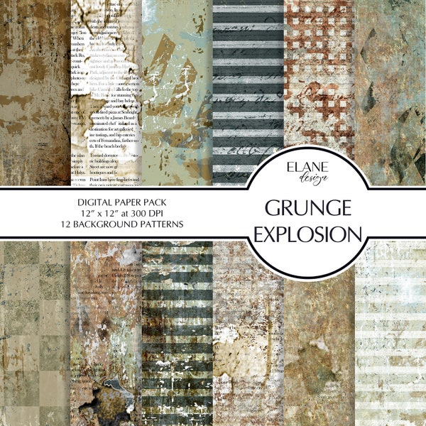 Grunge Digital Paper, Distressed Texture, Junk Journal for Men, Rusty Design, Masculine Digital Paper, Distressed Paint, Scrapbook Paper