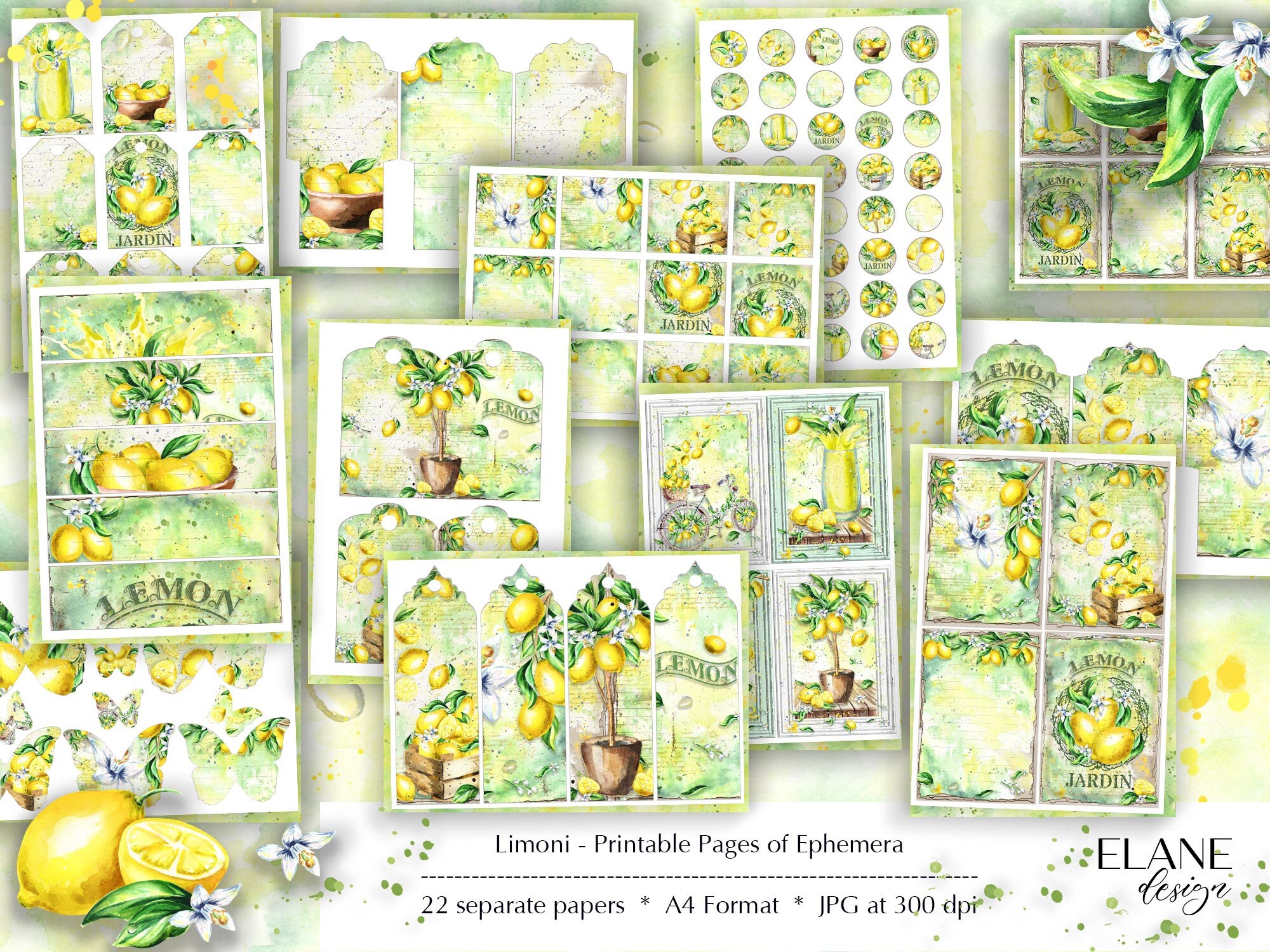 Printable Ephemera, Lemon Journal, Embellishments for Scrapbooking ...