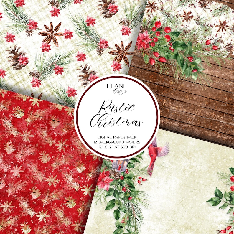 Rustic Christmas Digital Paper - Il 794xN.4308214764 P5mg 