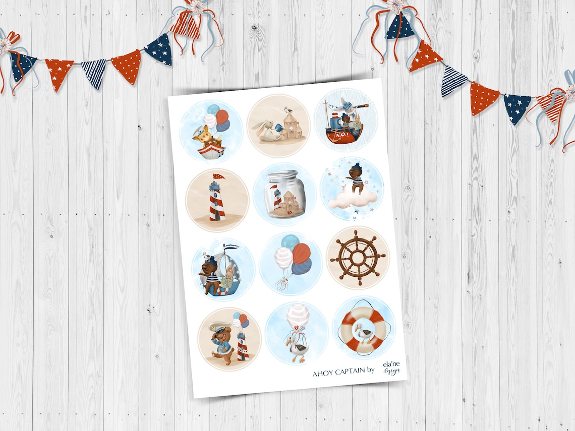 Printable Circles, Nautical Printable, Circles for Cake Toppers, Boy ...
