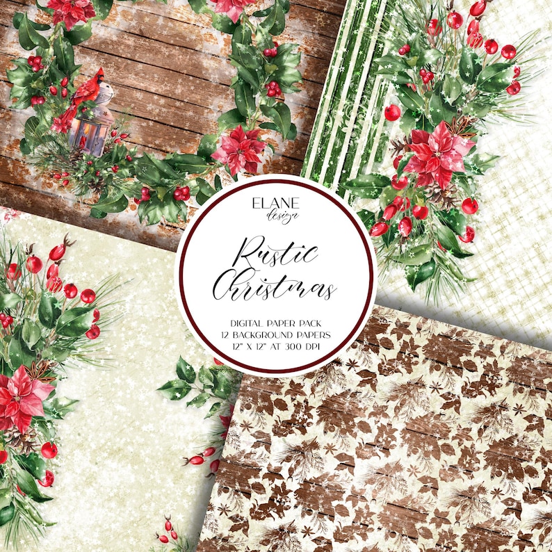 Rustic Christmas Digital Paper - Il 794xN.4355610565 10fm 