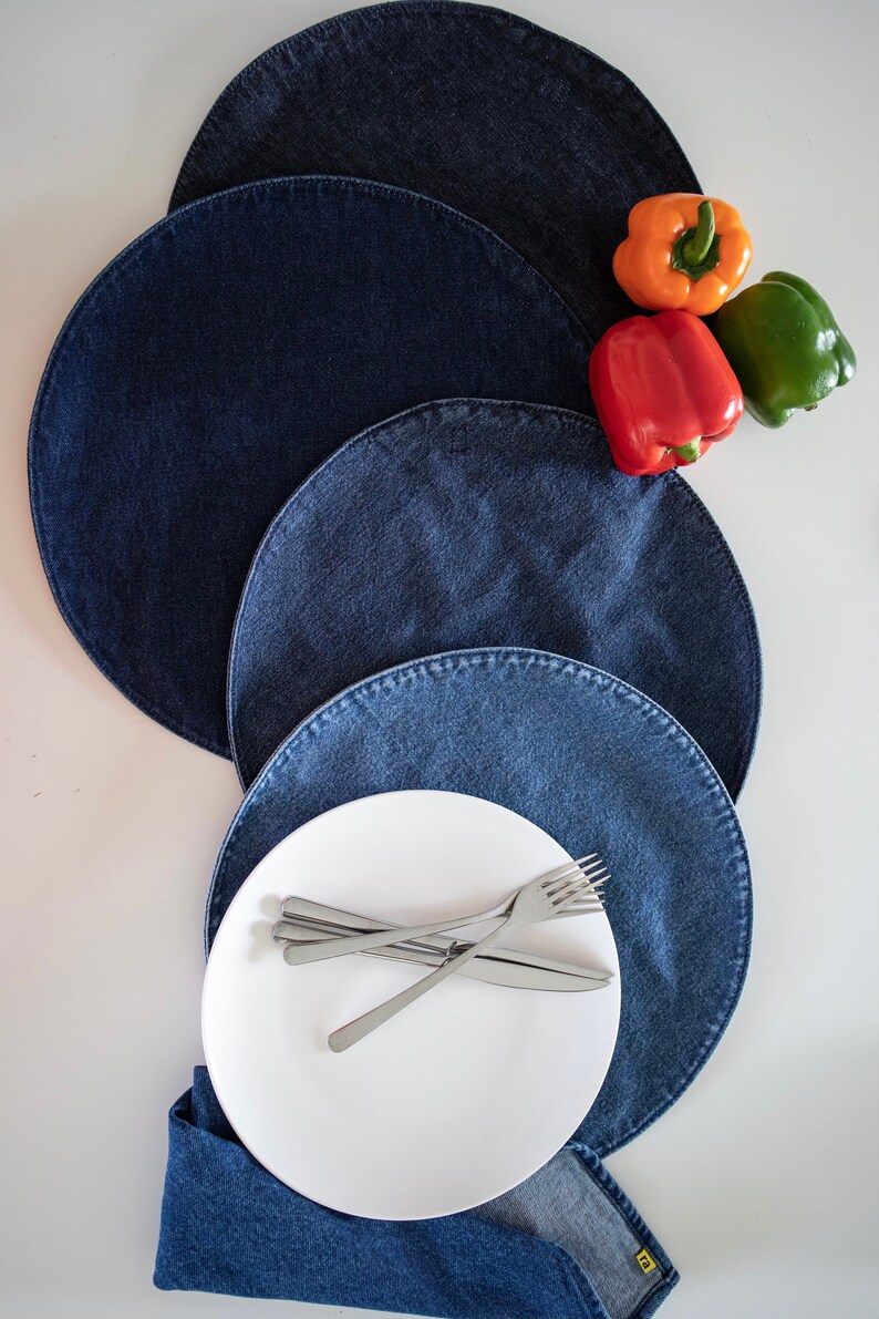 Round Denim Placemat Etsy